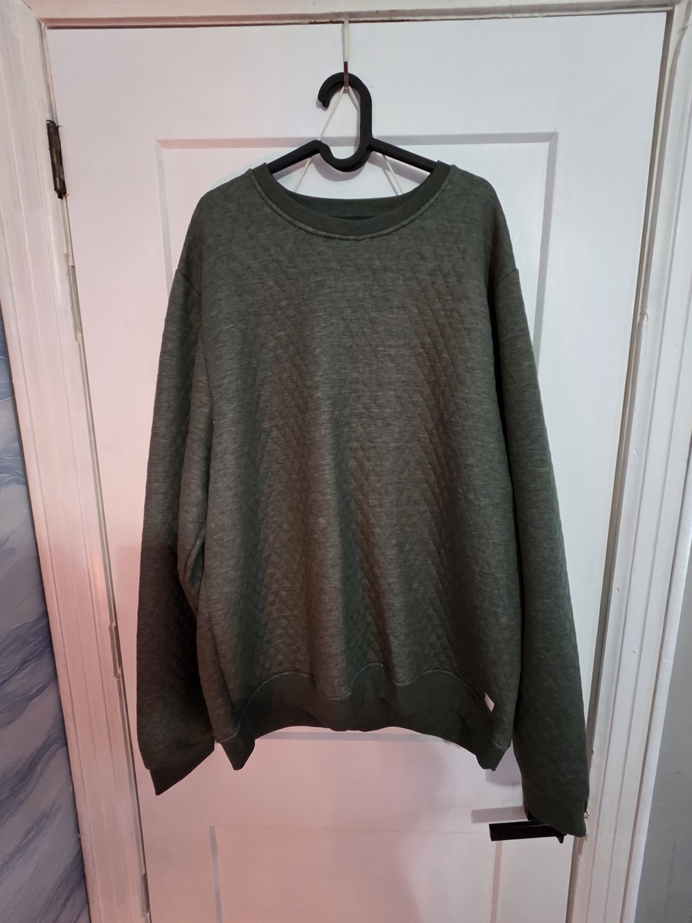 Marine Layer Quilted Crewneck Sweater in Olive